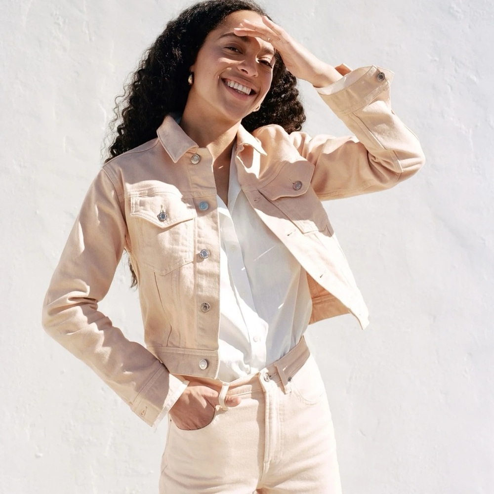 Everlane The Shrunken Denim Jacket Limited Edition 01 Cropped Blush NWT‎ Size M